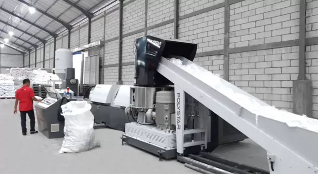 POLYSTAR PE PP packaging recycling machine has been installed in Indonesia